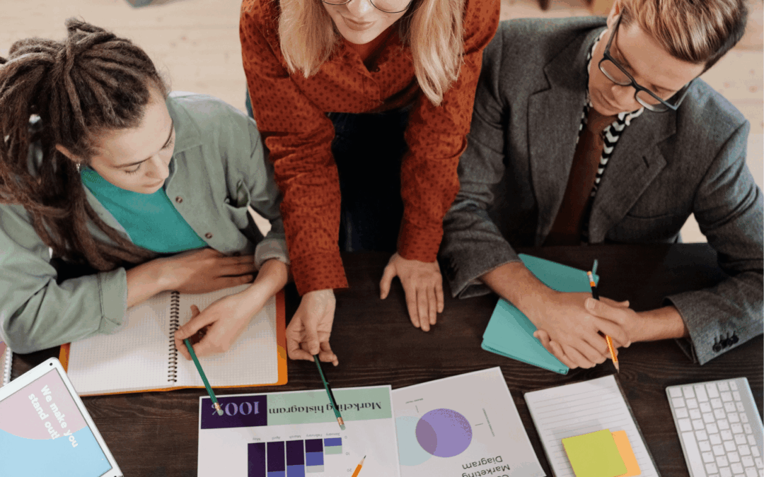 Team of business experts discussing business strategies.